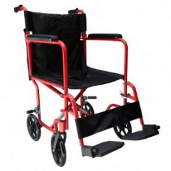 Silla de ruedas de traslado de aluminio con asiento de 17" color rojo - Envío Gratuito